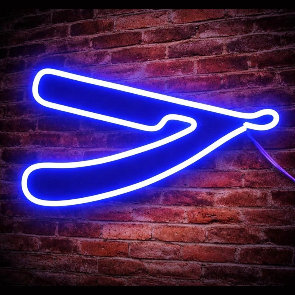 Cartel Navaja Neon Azul