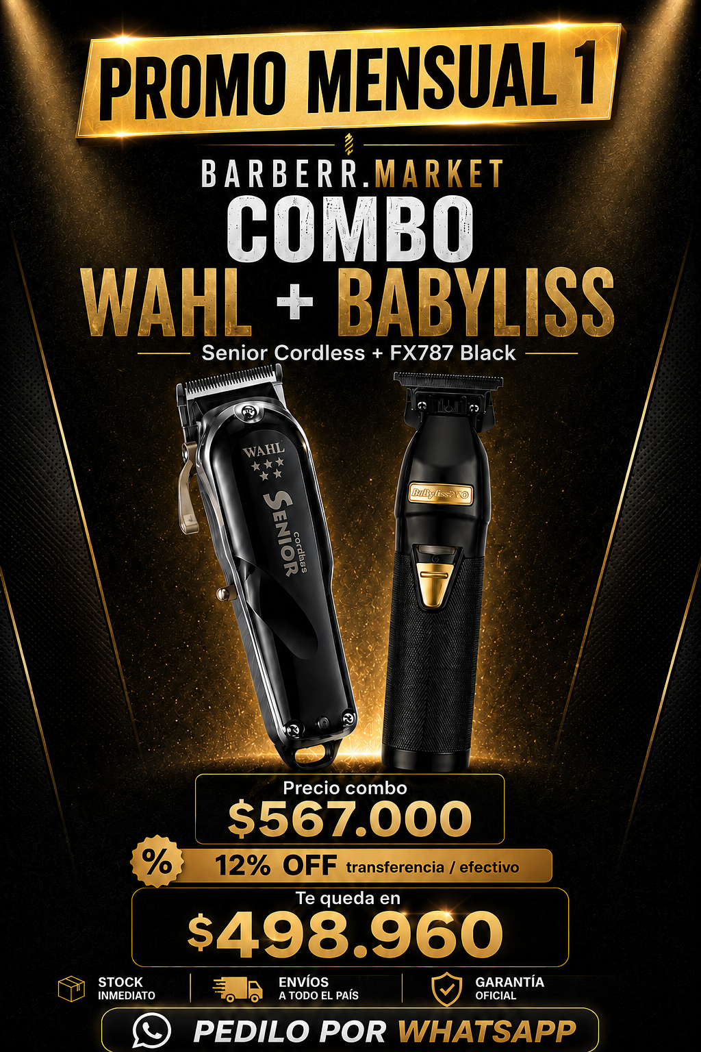 Combo BLACK: Wahl Senior + Babyliss Pro Fx 787 Black