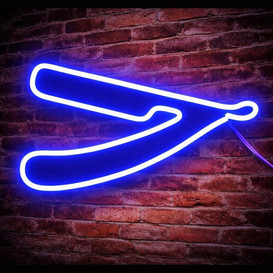 Cartel Navaja Neon Azul
